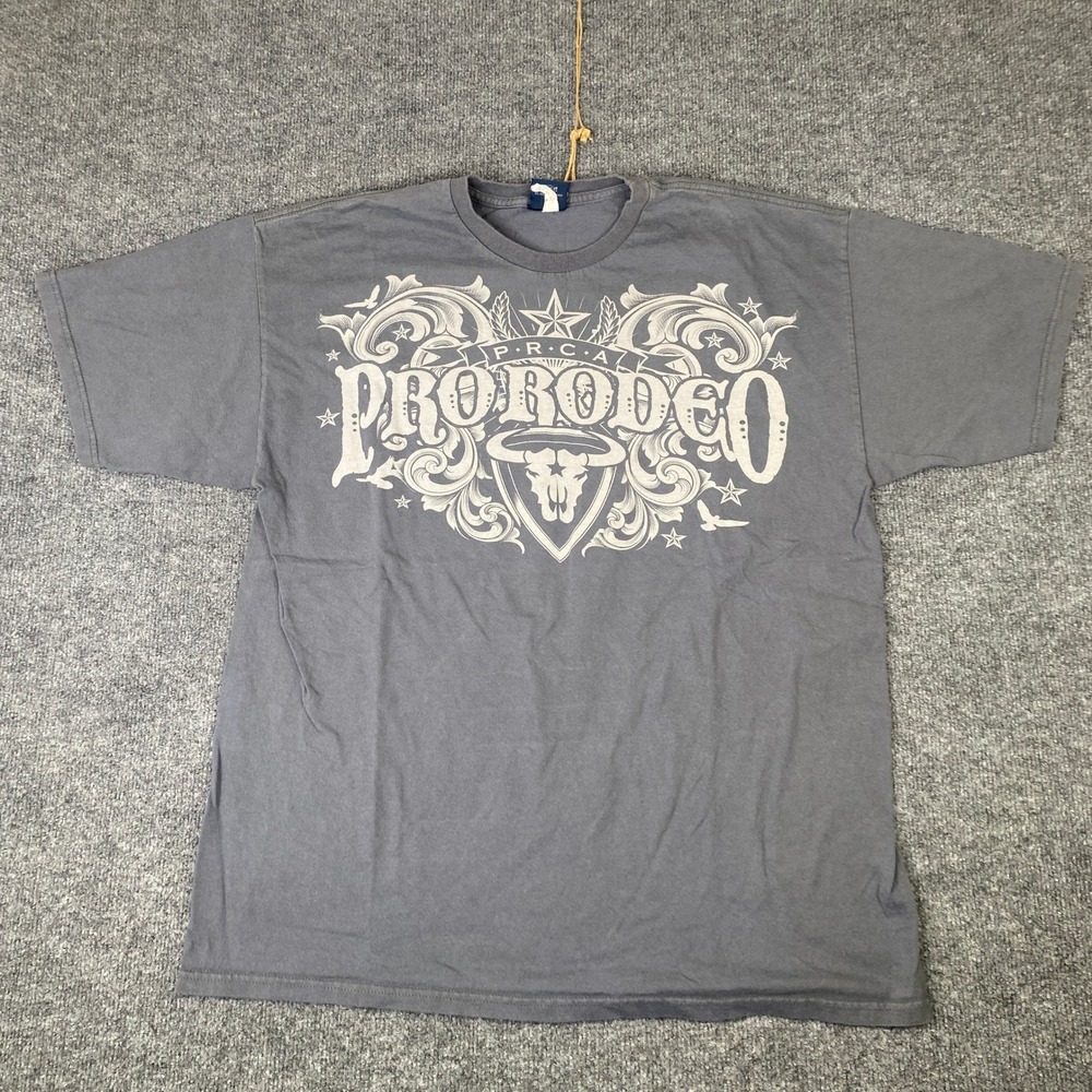 PRCA ProRodeo Gear Mens Gray Graphic T-Shirt XL Alstyle Western Cowboy Tee